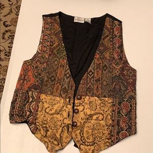 Vintage Embroidered Beaded Vest Jane Ashley Size L
